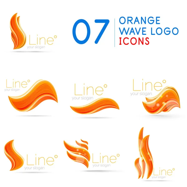 Ensemble de modèles de logo vague de couleur orange — Image vectorielle