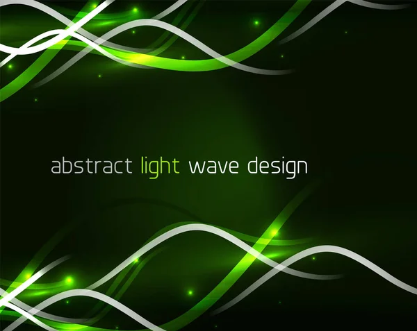 Glowing neon wave lines flowing motion background. Wave energy in black color, fractal design — Stock Vector