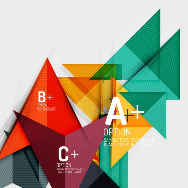 Infografik med b c steg, alternativ arbetsflöde layout diagram, triangel geometriska former. Vektorkonst — Stock vektor