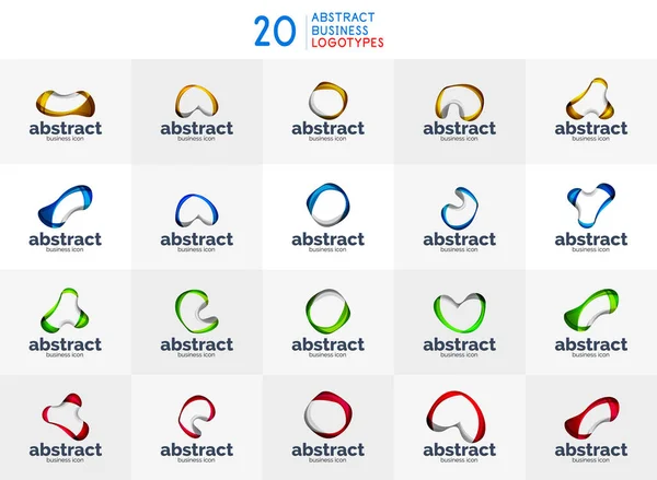 Conjunto de logos de flujo abstracto, logotipos de línea de negocio — Vector de stock