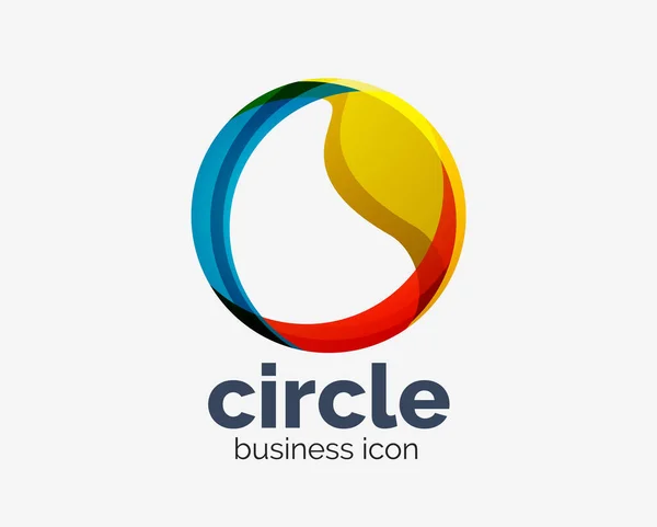 Disegno astratto del cerchio logotipo, modello rotondo di disegno del logo vettoriale, icona internet con torsione o effetto a spirale — Vettoriale Stock