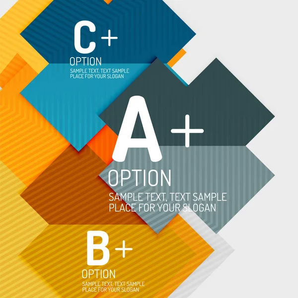 Infographics with a b c steps, option workflow layout diagram, triangle geometric shapes. Vector art — ストックベクタ