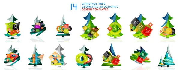 Christmas tree geometric infographic design templates collection — Stock Vector