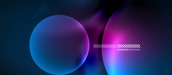 Leuchtende Neon transparente Blasen Hintergrund. Techno-moderne Kreise im dunklen Raum. — Stockvektor