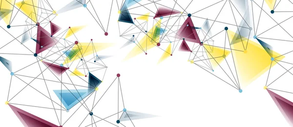 Collegamenti a punti di linea, progettazione a tecnologia triangolare. Sfondo geometrico astratto — Vettoriale Stock