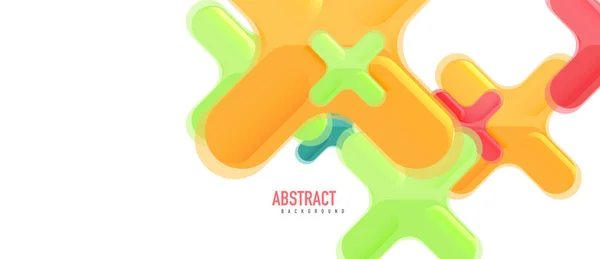 Glossy multicolored plastic style cross composition, x shape design, techno geometric modern abstrak background. Templat tata letak abstrak Trendy - Stok Vektor