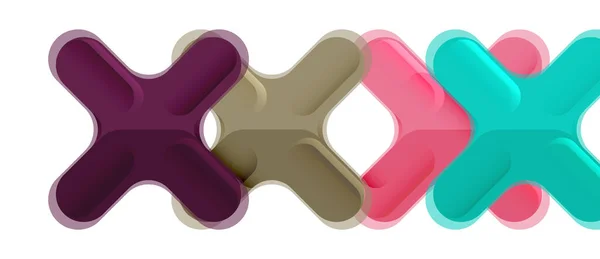 Fényes többszínű műanyag stílusú keresztkompozíció, x alakú design, techno geometrikus modern absztrakt háttér. Trendi absztrakt elrendezési sablon — Stock Vector