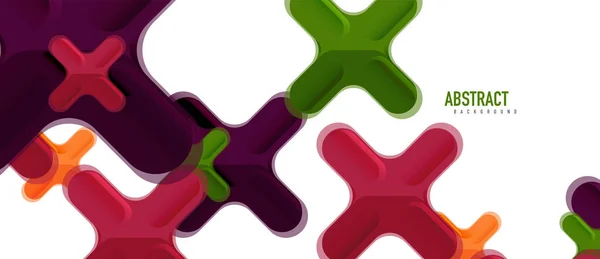 Glossy multicolorido estilo plástico composição cruzada, x design de forma, techno geométrico moderno fundo abstrato. Modelo de layout abstrato na moda —  Vetores de Stock