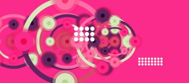 Düz stil geometrik soyut arkaplan, yuvarlak noktalar veya renk arkaplan üzerindeki daire bağlantıları. Teknoloji ağı kavramı.