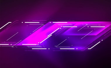 Dinamik neon parlak, soyut bir arkaplan. İş veya teknoloji sunumu, İnternet posteri veya web broşürü kapağı, duvar kağıdı için modaya uygun soyut düzen şablonu