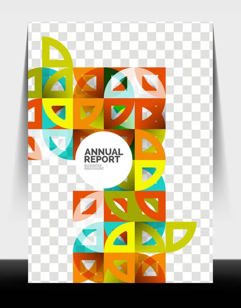 Business flyer annual report, circle and triangle shapes modern design — Stock Vector