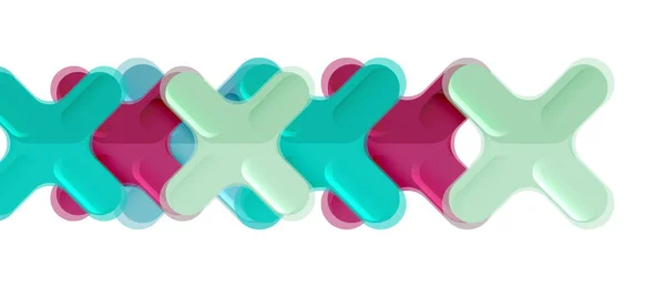 Glossy multicolorido estilo plástico composição cruzada, x design de forma, techno geométrico moderno fundo abstrato. Modelo de layout abstrato na moda —  Vetores de Stock