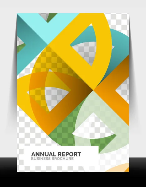 Business flyer jaarverslag, cirkel en driehoek vormen modern design — Stockvector