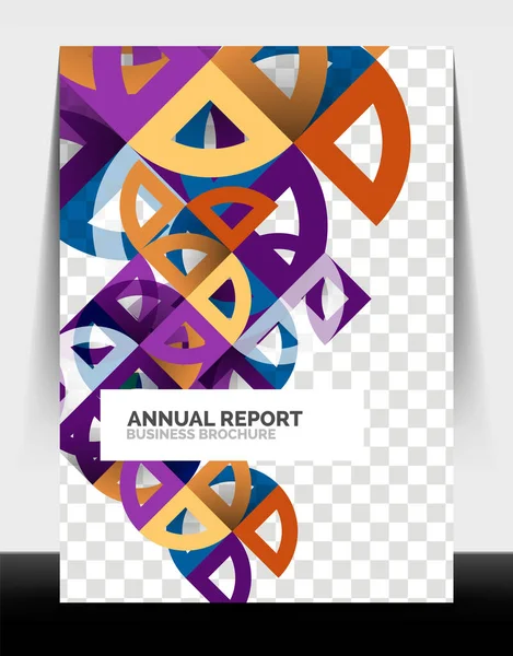 Business flyer annual report, circle and triangle shapes modern design — Stock Vector