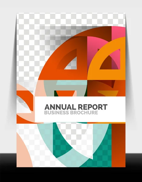 Business flyer annual report, circle and triangle shapes modern design — Stock Vector