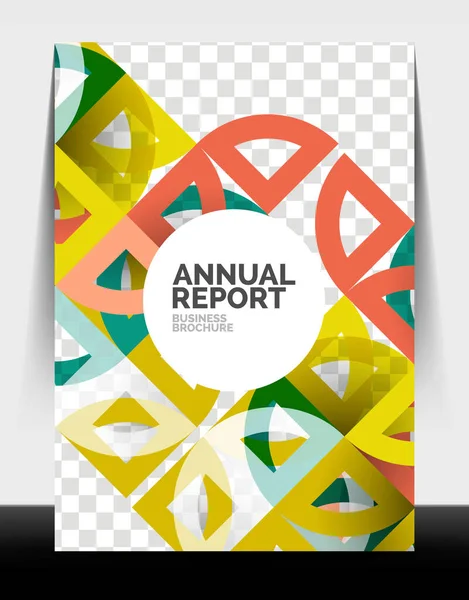 Business flyer annual report, circle and triangle shapes modern design — Stock Vector