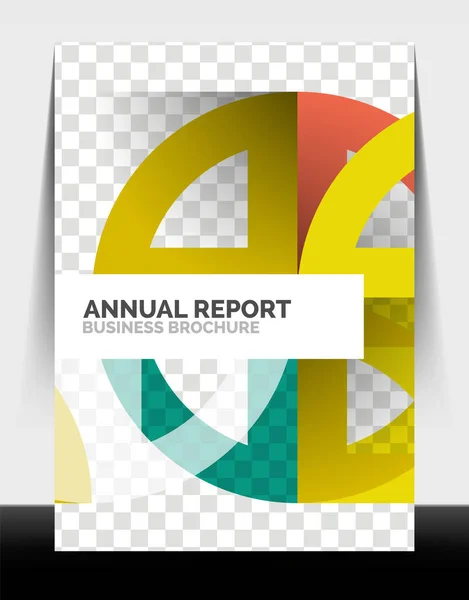 Volante de negocios informe anual, círculo y triángulo formas diseño moderno — Vector de stock