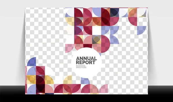 Horizontální A4 obchodní leták roční zpráva šablony, kruhy a trojúhelník styl tvary moderní geometrický design pro rozvržení brožury, časopisu nebo brožury — Stockový vektor