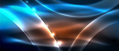 Abstract background. Shiny design neon waves with light effects, techno trendy design. Vector Illustration For Wallpaper, Banner, Background, Card, Book Illustration, landing page