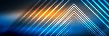 Parlak neon parlayan tekno çizgiler, kare şekilli ileri teknoloji soyut arka plan şablonu