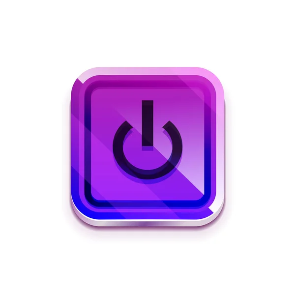 Glanzende power web knop, vector icoon — Stockvector