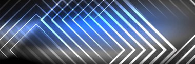 Parlak neon parlayan tekno çizgiler, kare şekilli ileri teknoloji soyut arka plan şablonu