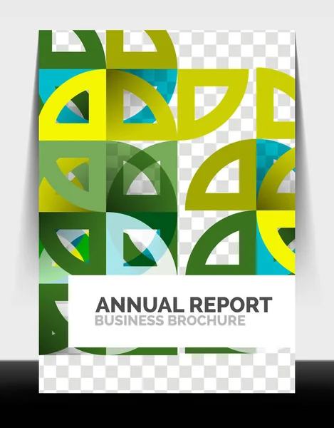 Business flyer annual report, circle and triangle shapes modern design — Stock Vector