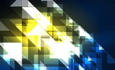 Abstract background, mosaic triangle pattern with transparent effects on glowing neon shiny backdrop. Vector Illustration For Wallpaper, Banner, Background, Card, Book Illustration, landing page