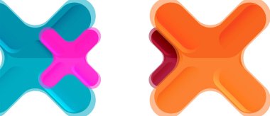 Parlak renkli plastik stil çapraz kompozisyonu, x şekli tasarımı, tekno geometrik modern soyut arkaplan. Moda soyut yerleşim şablonu