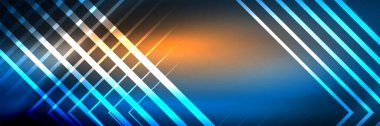 Parlak neon parlayan tekno çizgiler, kare şekilli ileri teknoloji soyut arka plan şablonu