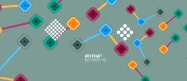 Soyut kare nokta bağlantıları, Duvar kağıdı, Banner, Arkaplan, Kart, Kitap İllüstrasyonu, iniş sayfası veya poster tasarımı için düz stil çok renkli geometrik arkaplan