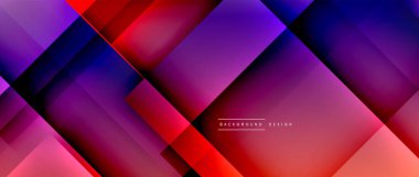 Kare şekiller bileşimi, akışkan geometrik soyut arkaplan. 3B gölge efektleri, modern tasarım şablonu