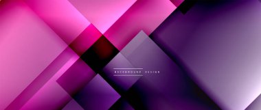 Kare şekiller bileşimi, akışkan geometrik soyut arkaplan. 3B gölge efektleri, modern tasarım şablonu