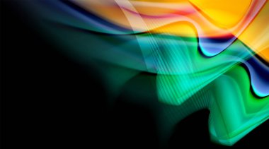 Siyah arkaplanda sıvı renk eğimleri