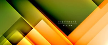 Kare şekiller bileşimi, akışkan geometrik soyut arkaplan. 3B gölge efektleri, modern tasarım şablonu