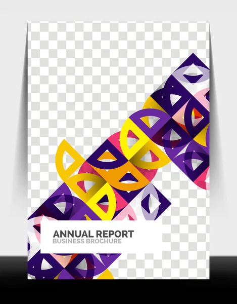 Business flyer annual report, circle and triangle shapes modern design — Stock Vector