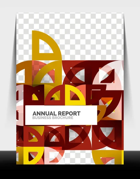 Relatório anual de folheto de negócios, formas de círculo e triângulo design moderno —  Vetores de Stock