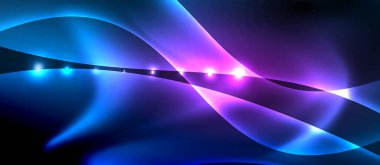 Abstract background. Shiny design neon waves with light effects, techno trendy design. Vector Illustration For Wallpaper, Banner, Background, Card, Book Illustration, landing page