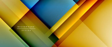 Kare şekiller bileşimi, akışkan geometrik soyut arkaplan. 3B gölge efektleri, modern tasarım şablonu