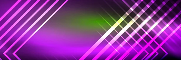 Shiny neon glowing techno lines, hi-tech futuristic abstract background template with square shapes — Stock Vector