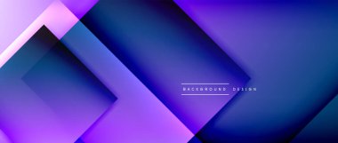 Kare şekiller bileşimi, akışkan geometrik soyut arkaplan. 3B gölge efektleri, modern tasarım şablonu