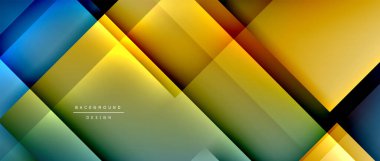 Kare şekiller bileşimi, akışkan geometrik soyut arkaplan. 3B gölge efektleri, modern tasarım şablonu