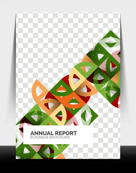 ビジネスフライヤー年次報告書、円と三角形の形現代的なデザイン — ストックベクタ