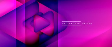 Üçgen geometrik soyut arkaplanı şekillendirir. Üç boyutlu gölge efektleri ve sıvı eğimleri. Metin mesajınız için modern üstüste bindirme formları duvar kağıdı