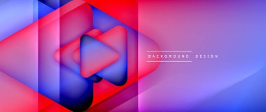 Üçgen geometrik soyut arkaplanı şekillendirir. Üç boyutlu gölge efektleri ve sıvı eğimleri. Metin mesajınız için modern üstüste bindirme formları duvar kağıdı