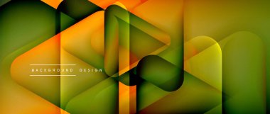 Üçgen geometrik soyut arkaplanı şekillendirir. Üç boyutlu gölge efektleri ve sıvı eğimleri. Metin mesajınız için modern üstüste bindirme formları duvar kağıdı