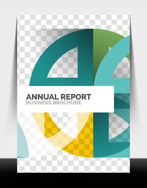 Business flyer jaarverslag, cirkel en driehoek vormen modern design — Stockvector