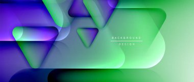 Üçgen geometrik soyut arkaplanı şekillendirir. Üç boyutlu gölge efektleri ve sıvı eğimleri. Metin mesajınız için modern üstüste bindirme formları duvar kağıdı