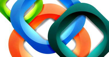 Kare geometrik vektör soyut arkaplan, dinamik minimum modern şablon. Üst üste binen yuvarlak köşeli çok renkli kare şekiller