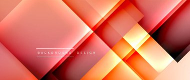 Kare şekiller bileşimi, akışkan geometrik soyut arkaplan. 3B gölge efektleri, modern tasarım şablonu